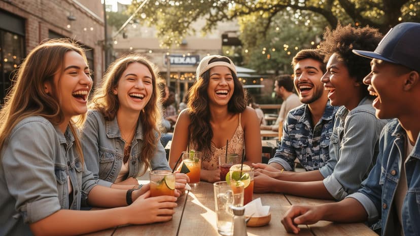 Friends laughing together in Austin