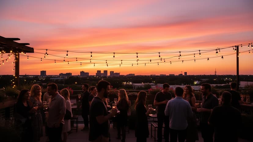 Group gathering at sunset in Austin